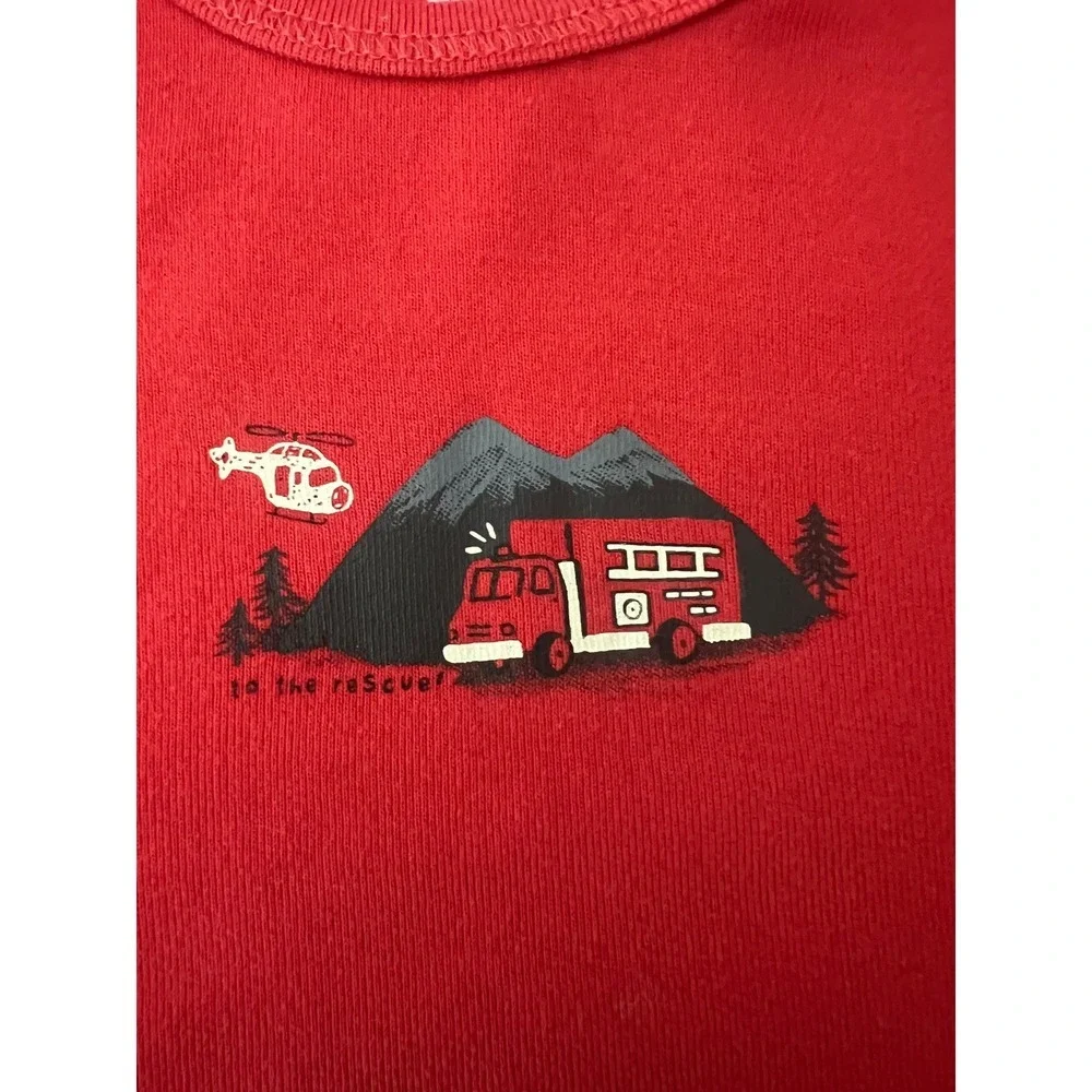 Carters Boys 18M Red Long Sleeve Fire Truck Rescue Graphic T-Shirt Cotton (1059)